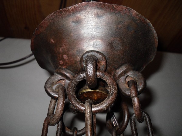 SOLD Fabulous Gothic Revival Antique Hand-forged Iron Chandelier, Fleur-de-lis #1-12701