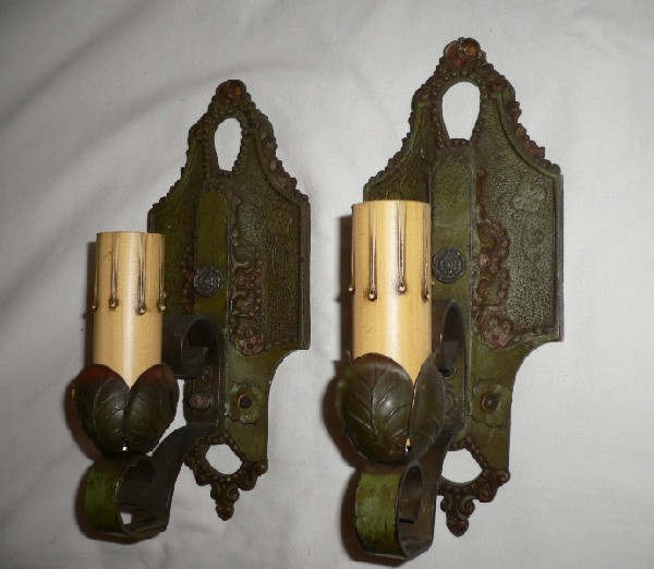 SOLD Pair 1920’s Spanish Revival Lincoln Iron Sconces-0