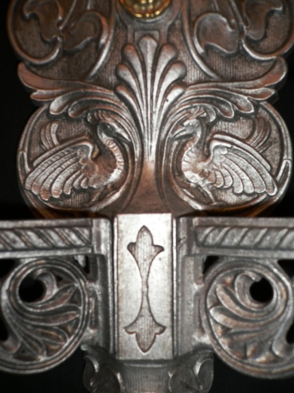 SOLD Unique Pair of Figural Art-Nouveau Sconces, Fleur-de-lis-12752