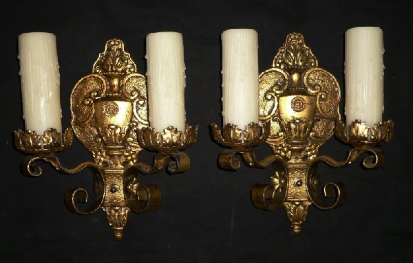 SOLD Exquisite Pair of Double-Arm Antique Neoclassical Sconces-0
