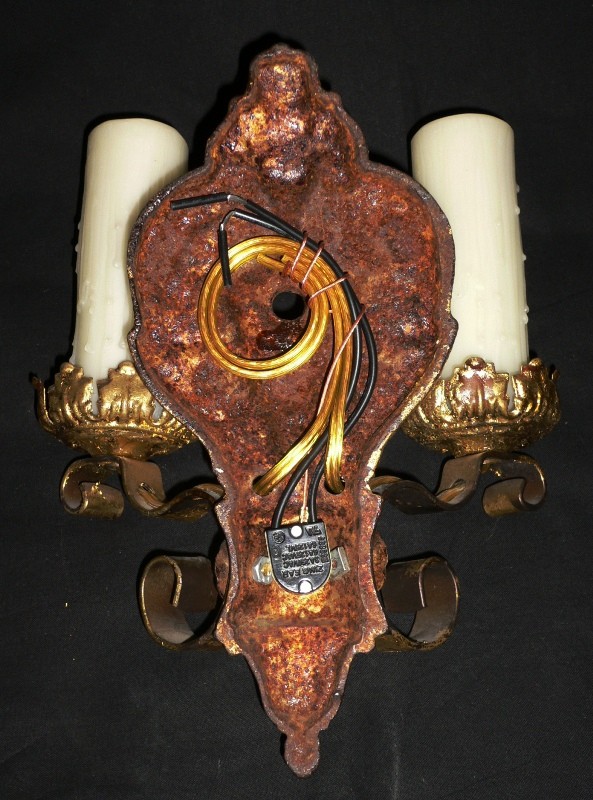 SOLD Exquisite Pair of Double-Arm Antique Neoclassical Sconces-12762