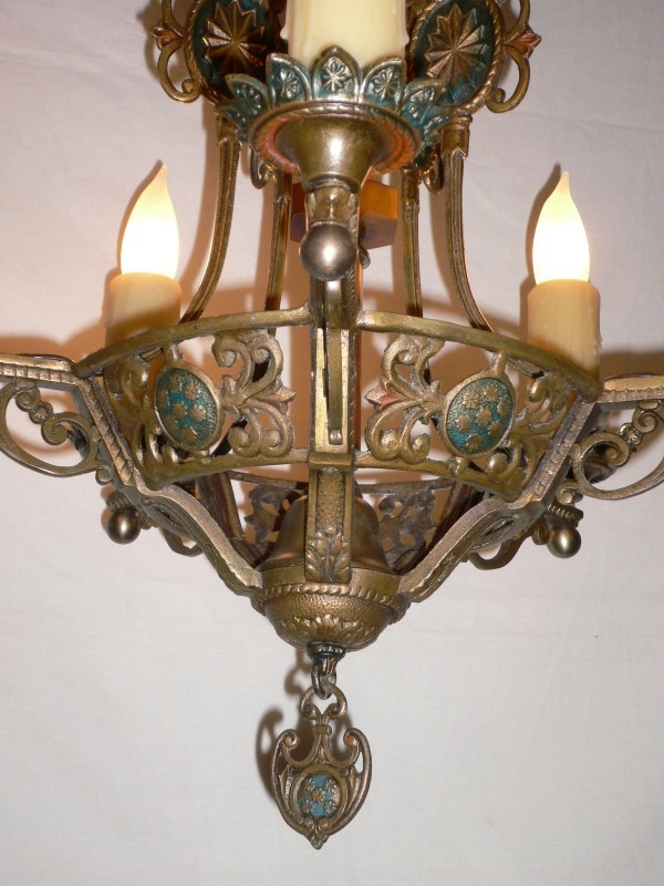 SOLD Beautiful 1920’s Antique Spanish Revival Chandelier, Bakelite Accents-12877