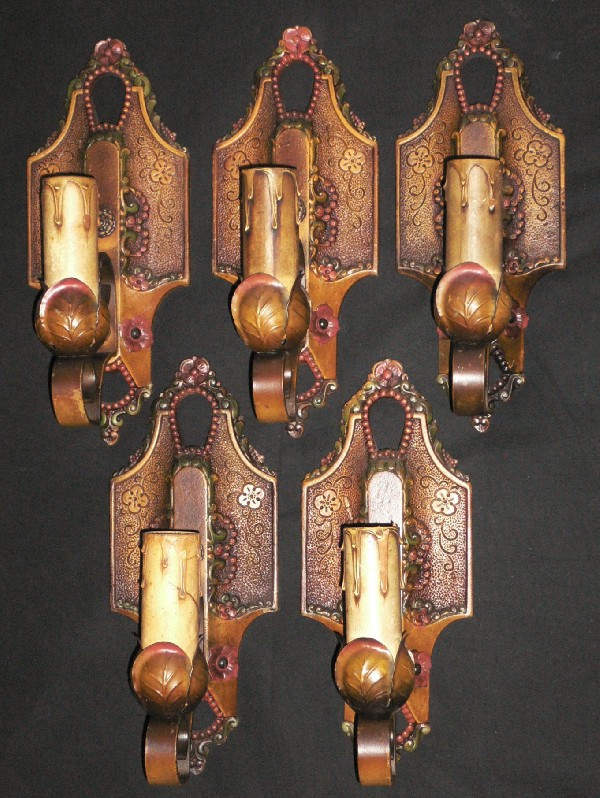 SOLD Pair 1920’s Spanish Revival Lincoln Iron Sconces-0