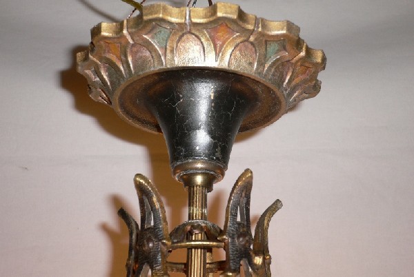 SOLD Antique 1920’s Gothic Revival Five Light Semi-Flush Chandelier-13009