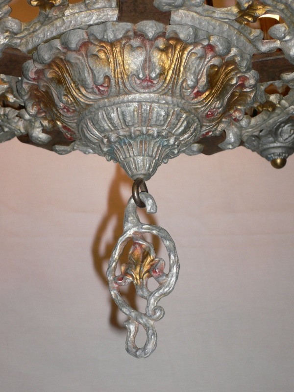 SOLD Pair of Matching Antique 1920’s Riddle Co. Five Light Gothic Revival Chandeliers-13015