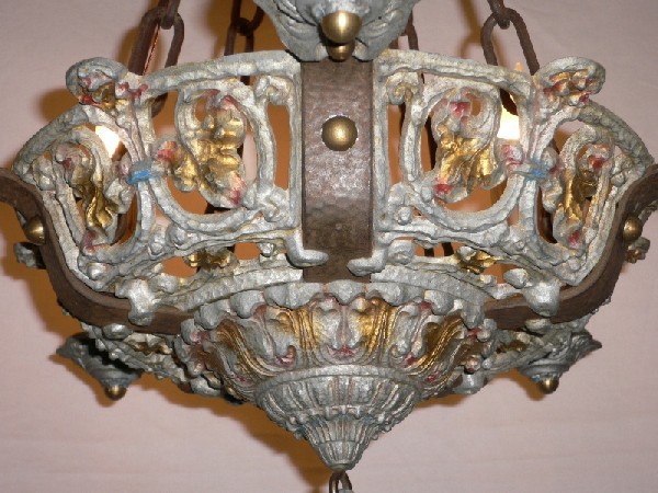 SOLD Pair of Matching Antique 1920’s Riddle Co. Five Light Gothic Revival Chandeliers-13016