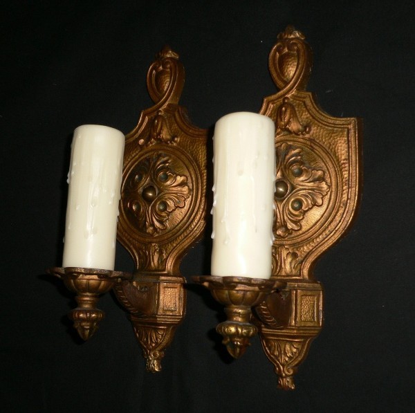 SOLD Stunning Pair of 1920’s Cast Iron Spanish Revival Antique Sconces-0