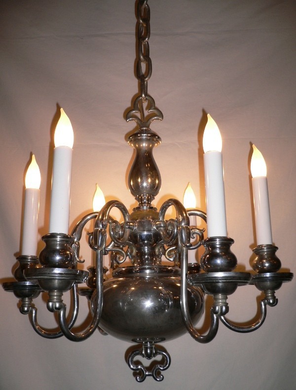 SOLD Beautiful Antique Colonial Revival Figural Chandelier, Beardslee Company of Chicago-0