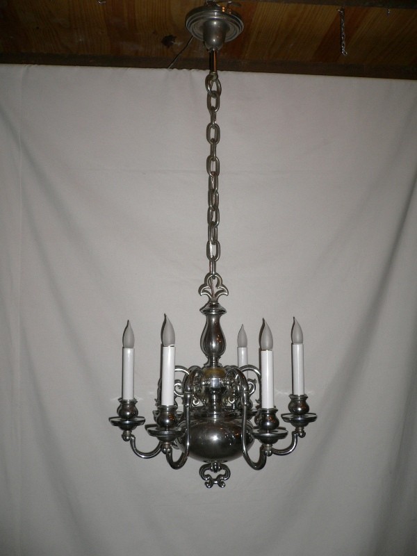 SOLD Beautiful Antique Colonial Revival Figural Chandelier, Beardslee Company of Chicago-13098