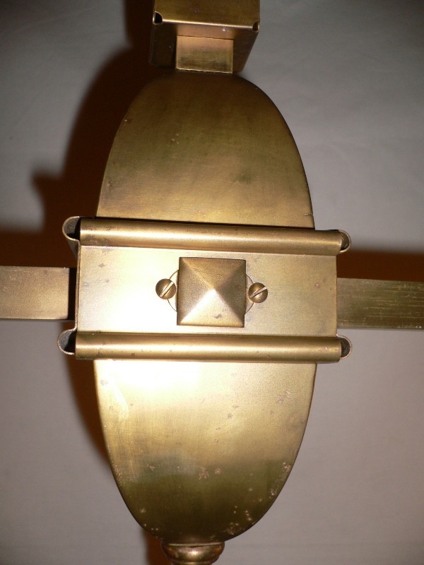 SOLD Antique Mission Two Arm Ceiling Light In Satin Brass-13140