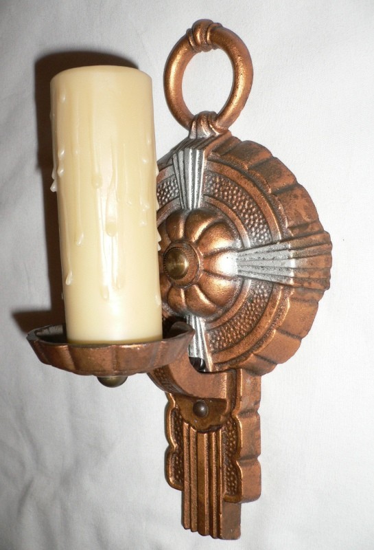 SOLD Glowing Pair of Antique Art Deco Sconces, Signed Puritan-13158