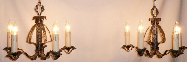 SOLD 1920’s Two Matching Five Light Antique Chandeliers-0