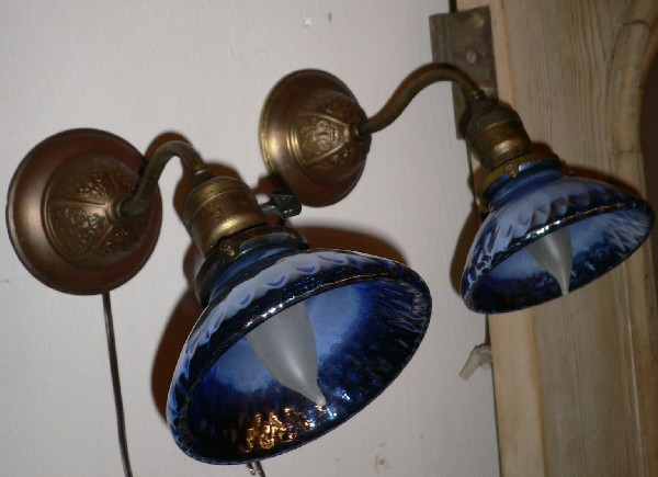 SOLD Gorgeous Pair of Mercury Glass Sconces, Brilliant Royal Blue-13375