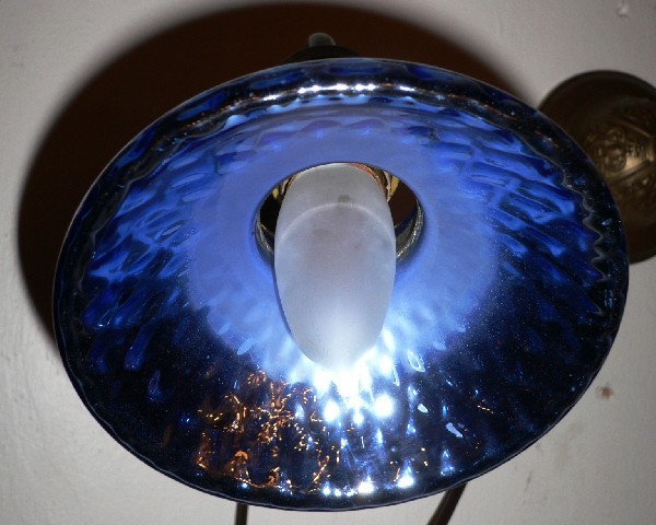 SOLD Gorgeous Pair of Mercury Glass Sconces, Brilliant Royal Blue-13377
