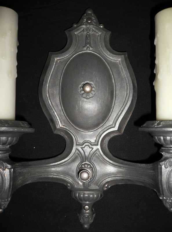 SOLD Two Matching Pairs of Antique Pewter Sconces, Kaylite Co.-13433
