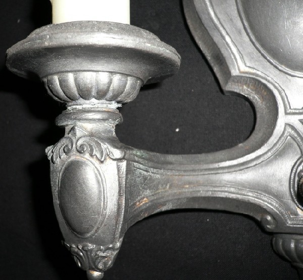 SOLD Two Matching Pairs of Antique Pewter Sconces, Kaylite Co.-13435