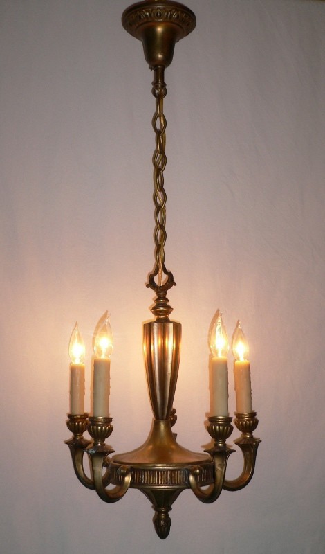SOLD Gilded 1920s Antique Georgian Five Light Chandelier-13660