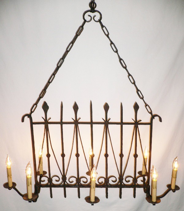 SOLD Exquisite Custom Iron Chandelier Made from 1880s Antique Window Guard-0