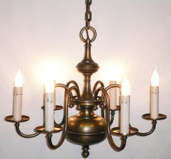 SOLD Grand Early 1900s Antique Six Light Chandelier-0