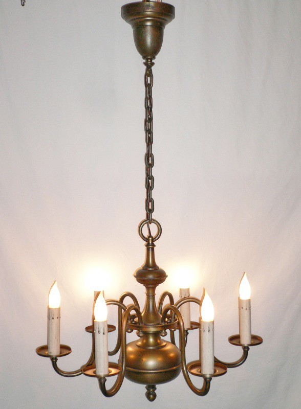 SOLD Grand Early 1900s Antique Six Light Chandelier-13786