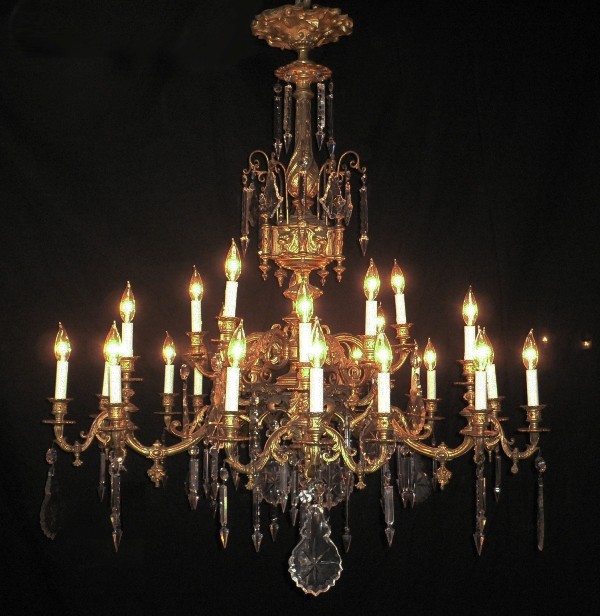 SOLD Breathtaking Gilded Ormolu and Crystal Twenty-Five Light Antique Rococo Chandelier-0