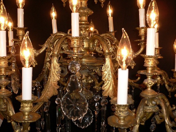 SOLD Breathtaking Gilded Ormolu and Crystal Twenty-Five Light Antique Rococo Chandelier-13850
