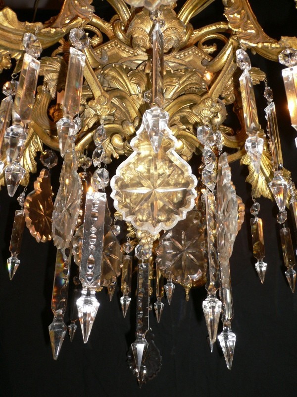 SOLD Breathtaking Gilded Ormolu and Crystal Twenty-Five Light Antique Rococo Chandelier-13851