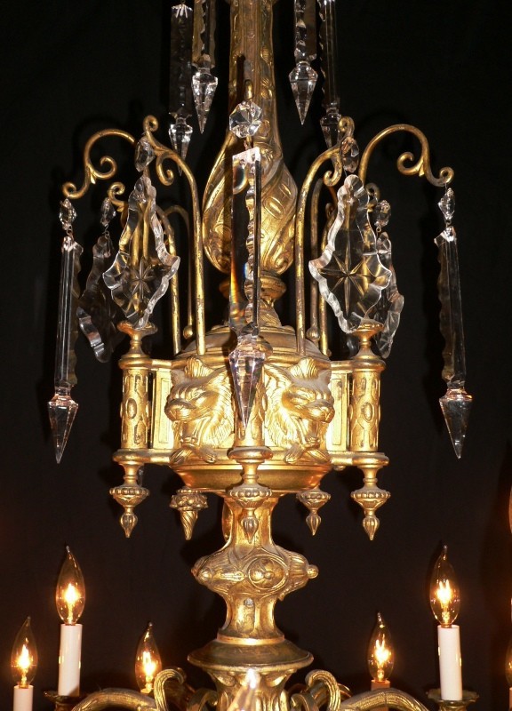 SOLD Breathtaking Gilded Ormolu and Crystal Twenty-Five Light Antique Rococo Chandelier-13852