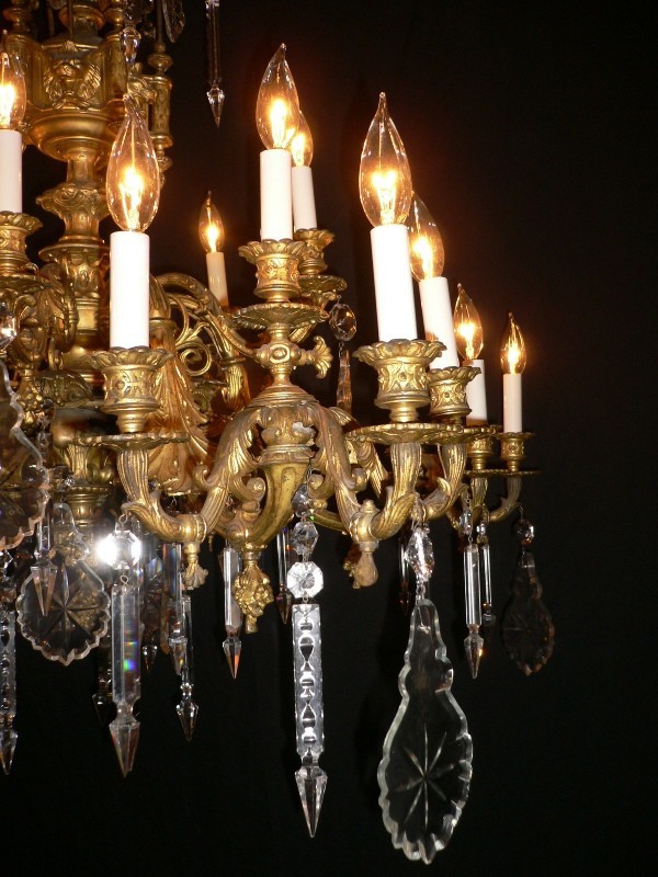 SOLD Breathtaking Gilded Ormolu and Crystal Twenty-Five Light Antique Rococo Chandelier-13853