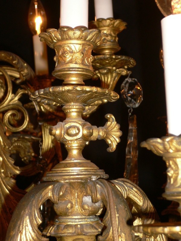 SOLD Breathtaking Gilded Ormolu and Crystal Twenty-Five Light Antique Rococo Chandelier-13855