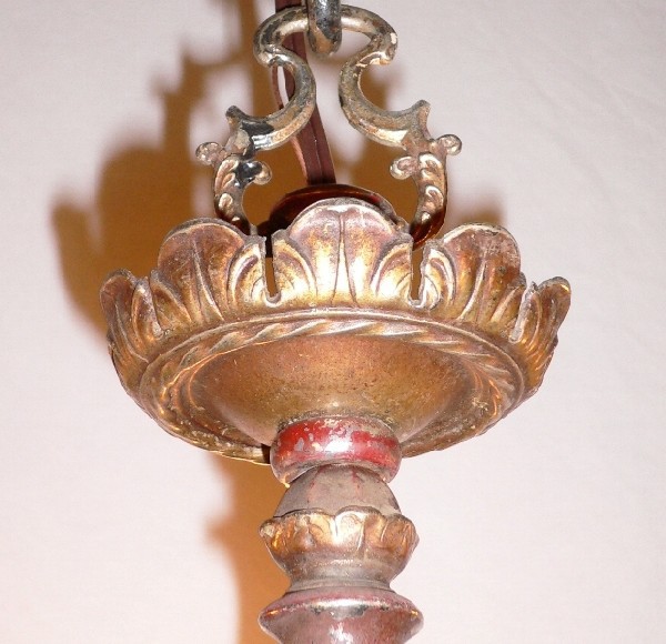 SOLD Lovely 1930's Neoclassical Antique Brass Chandelier-13945