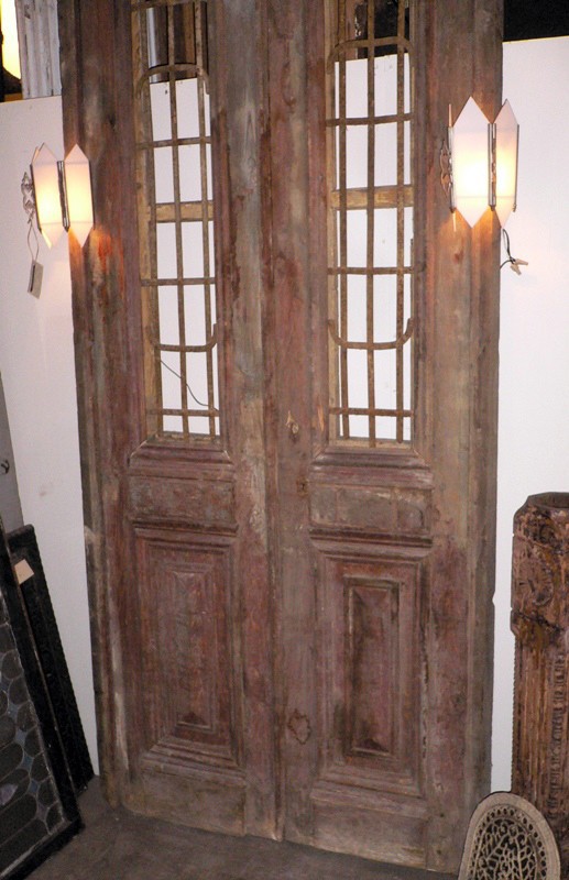SOLD Magnificent Antique Pair of Doors with Fabulous American Stained Glass, Unusual Jewels-16152