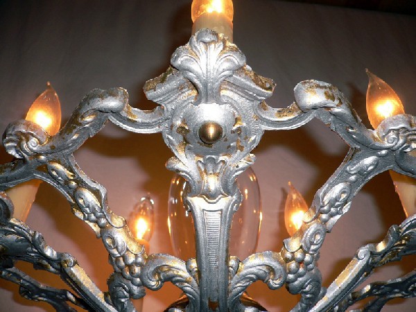 SOLD Delicate Antique Five-Light Chandelier with Brass Accents-14077
