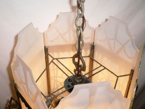 SOLD Superb Antique Art Deco Lantern Style Chandelier-14179