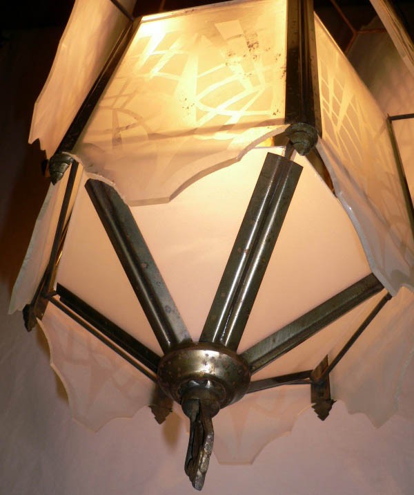 SOLD Superb Antique Art Deco Lantern Style Chandelier-14181