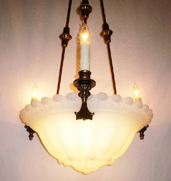 SOLD Stunning Six Light Inverted Dome Antique Chandelier-0