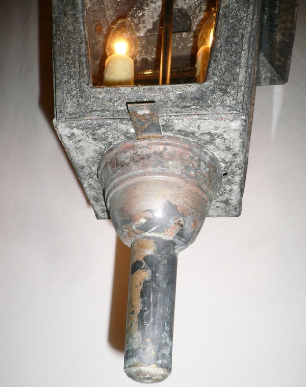 SOLD Gorgeous Mid to Late 19th Century Two Light Iron Lantern Style Exterior Pendant-14502