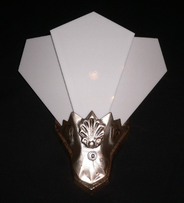 SOLD Amazing Art Deco Pocket Sconces with Lovely Milk Glass-14507
