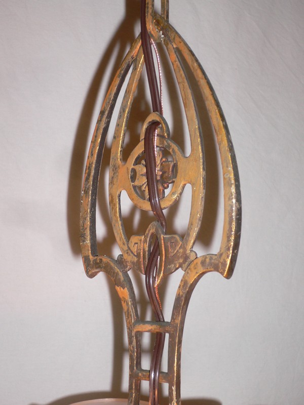 SOLD Brilliant Antique Art Deco Slip Shade Chandelier-14517