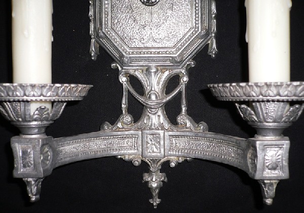 SOLD Exquisite Pair of Antique Neoclassical Double Arm Sconces-14548