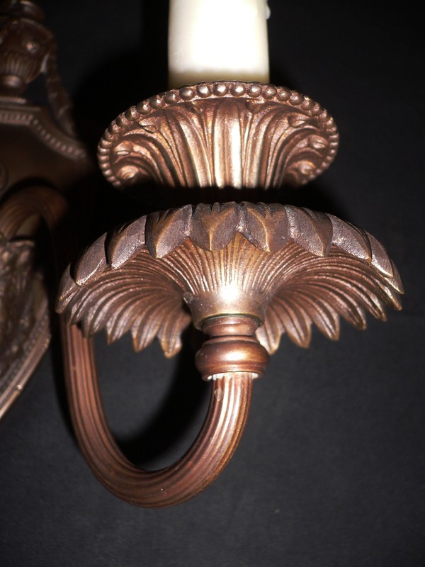 SOLD Exquisite Bronze Double-Arm Adam Style Sconce-14564