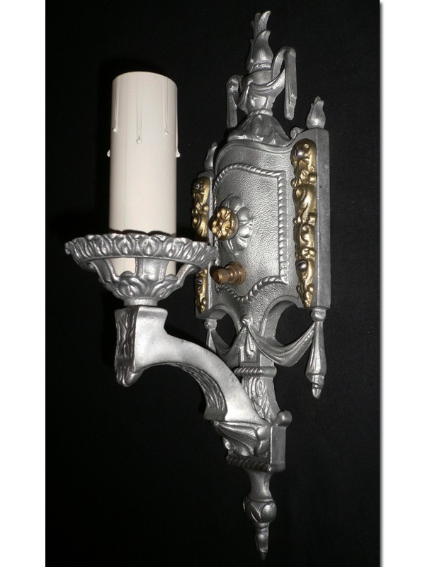 SOLD Sparkling Two-Tone Neoclassical Style Sconces-14576