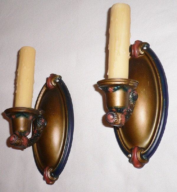 SOLD Fantastic Pair of Single Arm Brass Sconces-0
