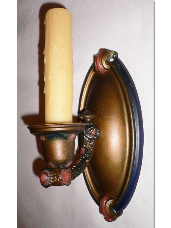 SOLD Fantastic Pair of Single Arm Brass Sconces-14591
