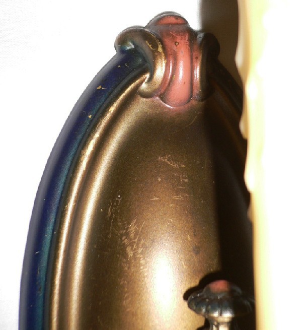 SOLD Fantastic Pair of Single Arm Brass Sconces-14592