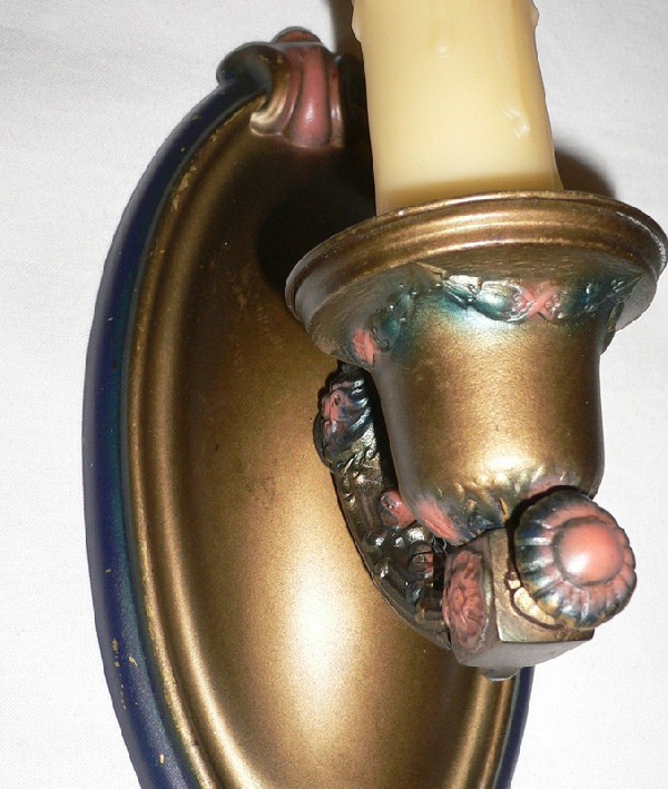 SOLD Fantastic Pair of Single Arm Brass Sconces-14593
