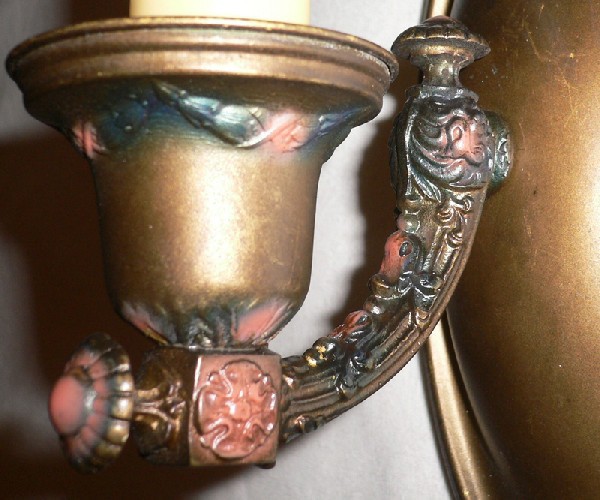 SOLD Fantastic Pair of Single Arm Brass Sconces-14594