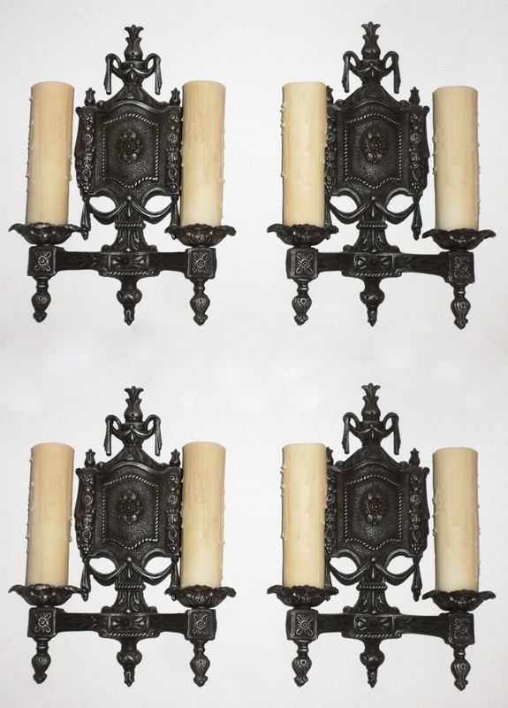 SOLD Two Matching Pairs of Elegant Double-Arm Sconces -- -0