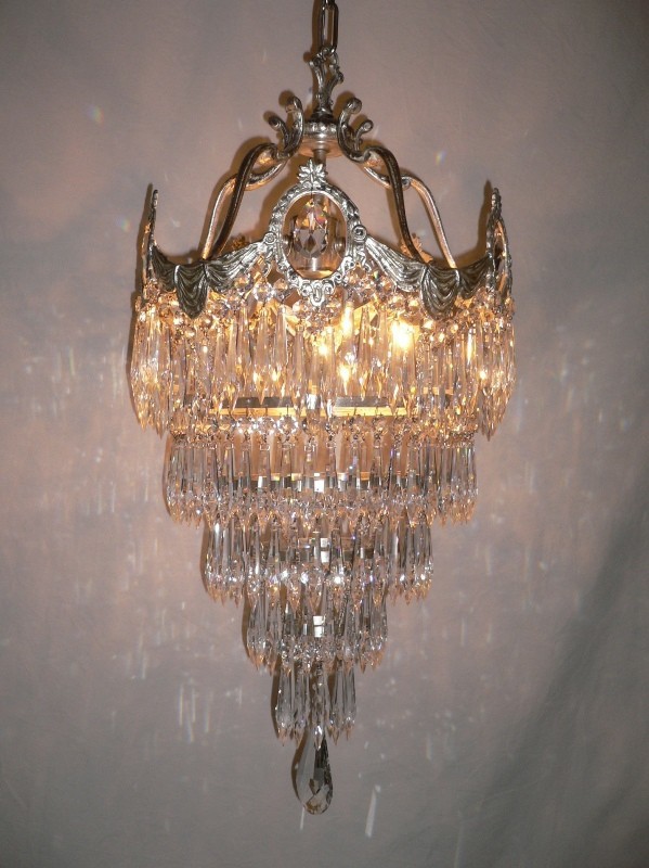 SOLD Out of This World Antique Five Tiered “Wedding Cake” Chandelier-0