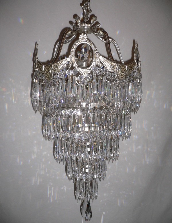 SOLD Out of This World Antique Five Tiered “Wedding Cake” Chandelier-14632
